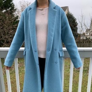 Oversized wood Coat Baby blue
